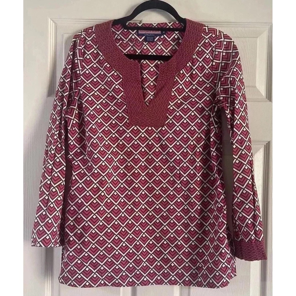 Vineyard Vines Block Island Printed Cotton Tunic Cherry Medium Shep & Ian